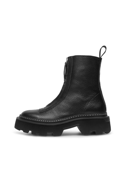 LÄST Shane - Grained Leather - Black Ankle Boots Black