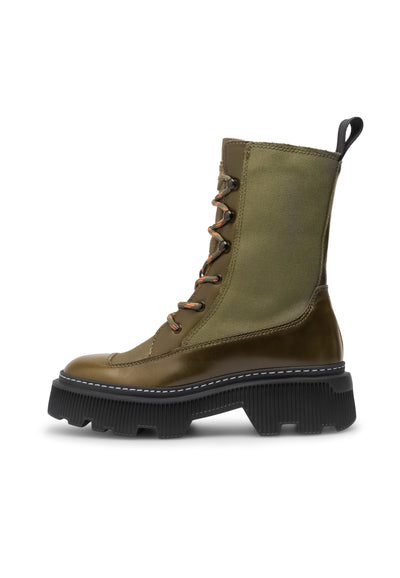 LÄST Caroline - Leather/Textile - Olive, Warm Lining High Boots Olive