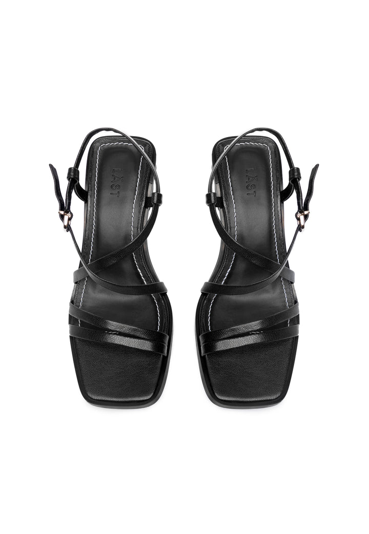 LÄST Carrie - Leather - Black Metallic Sandals Black