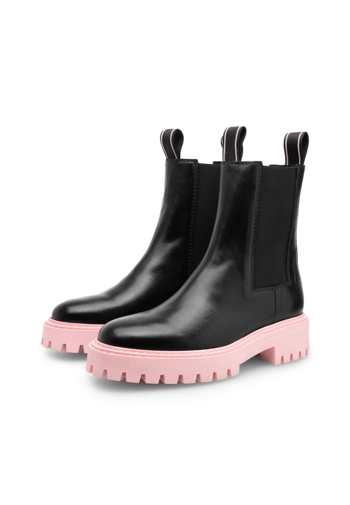 LÄST Daze Leather Black/Pink Ankle Boots Black/Pink