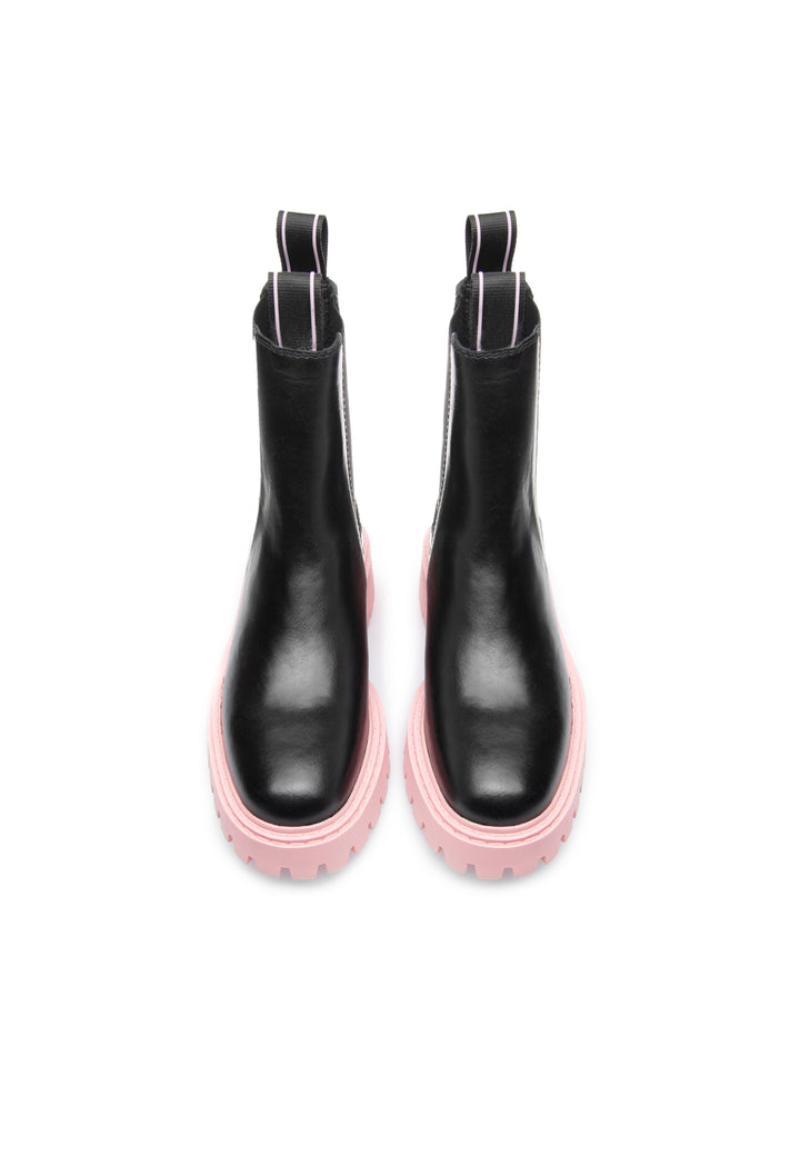 LÄST Daze Leather Black/Pink Ankle Boots Black/Pink