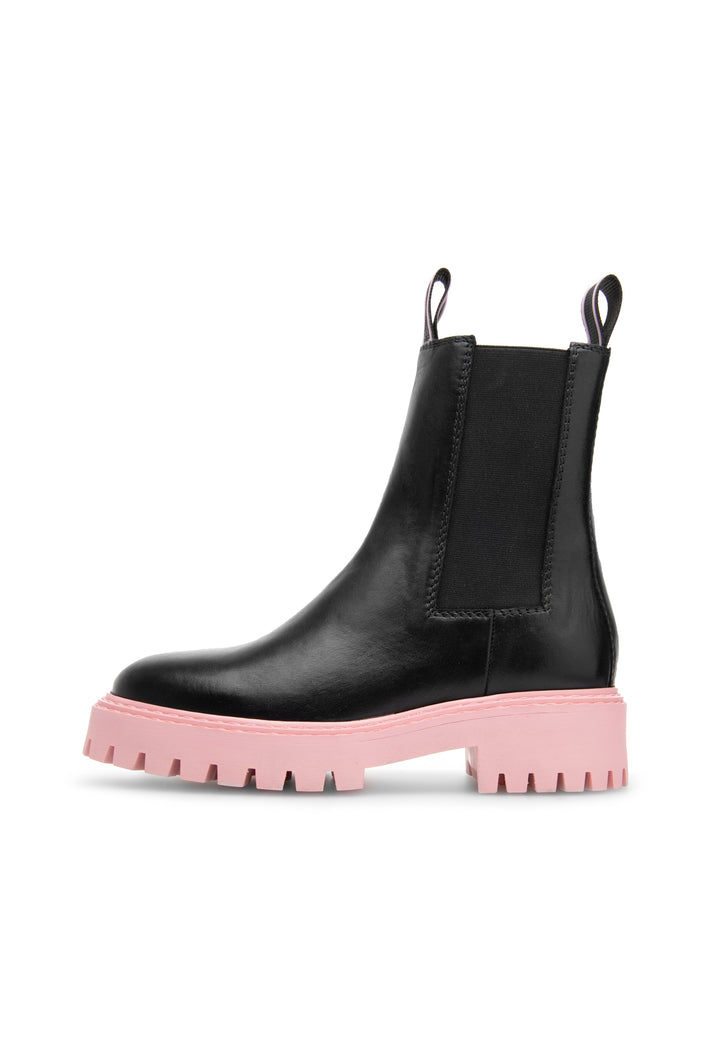 LÄST Daze Leather Black/Pink Ankle Boots Black/Pink