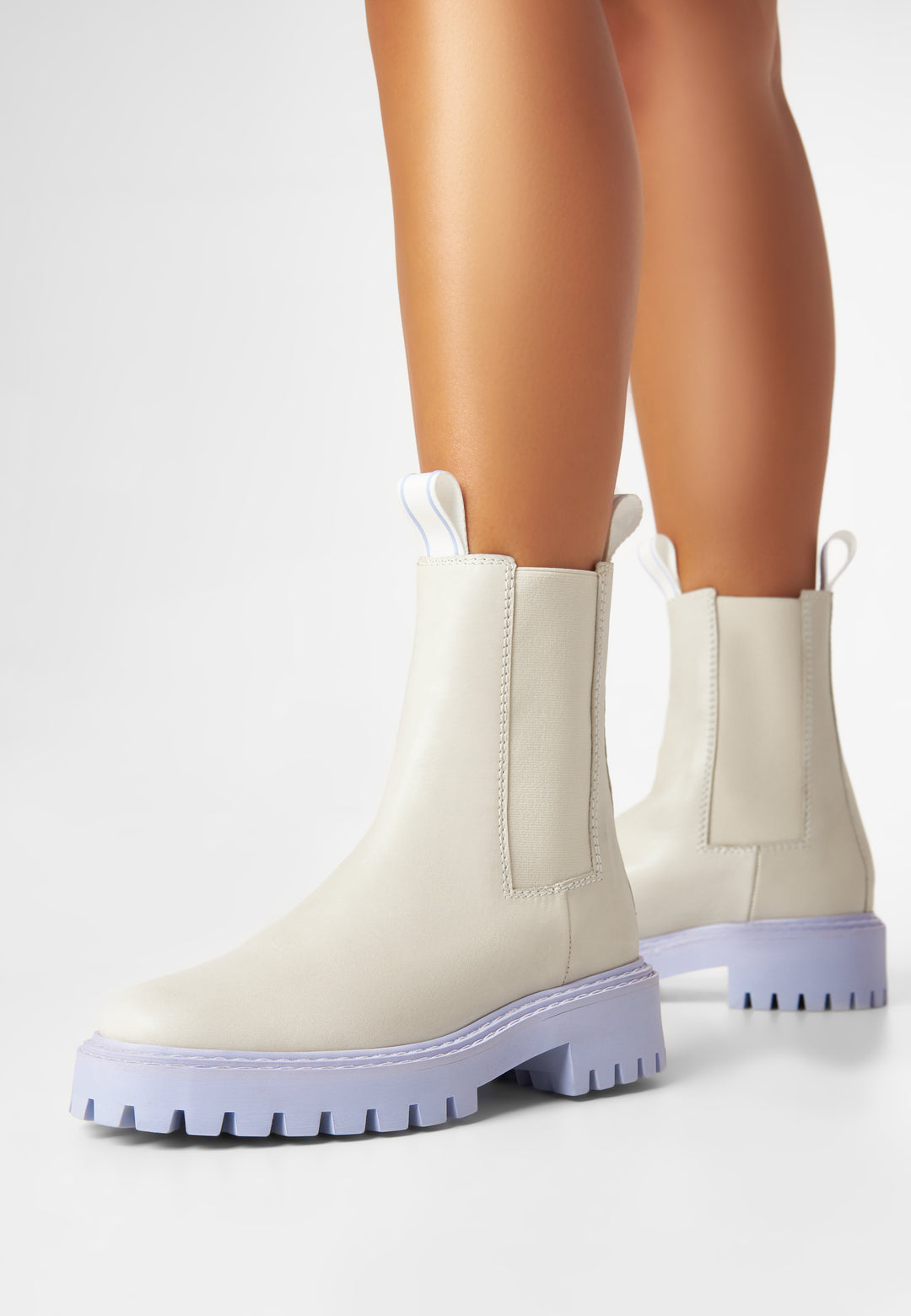 LÄST Daze Leather Off White Ankle Boots Off White