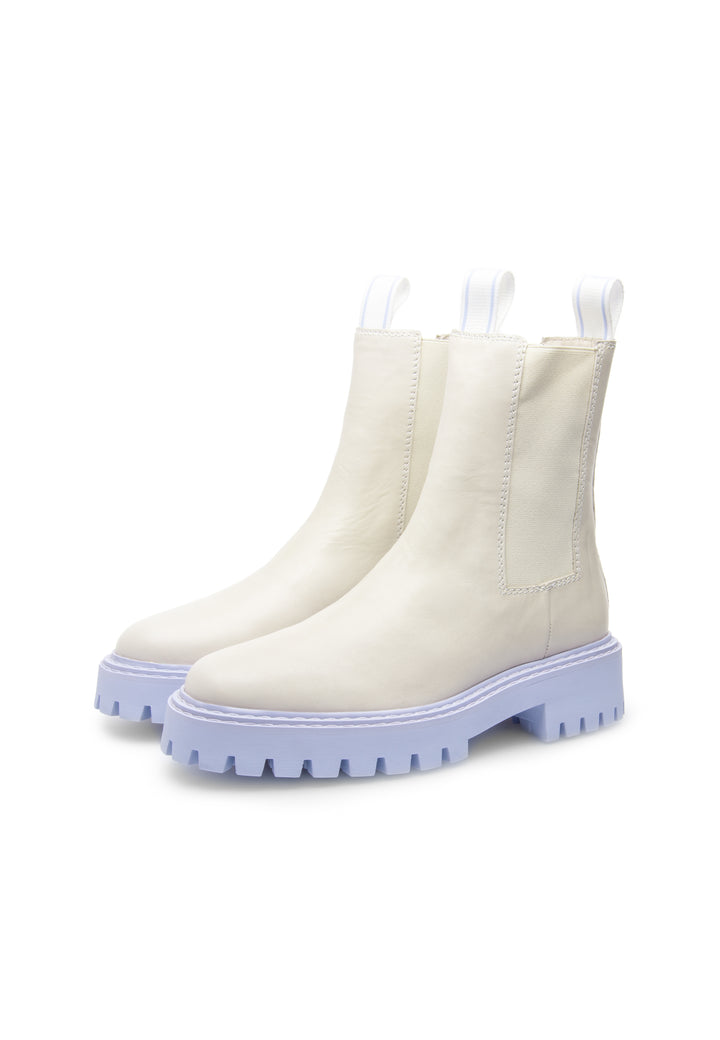 LÄST Daze Leather Off White Ankle Boots Off White