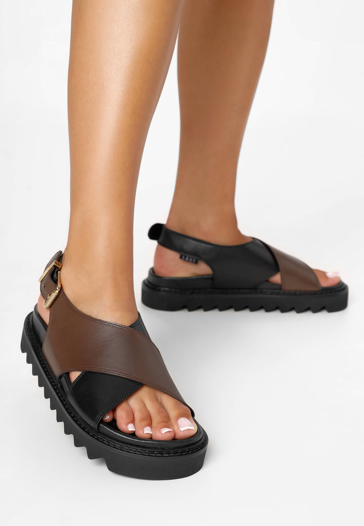 LÄST Diana - Leather - Black/Brown Sandals Black/Brown