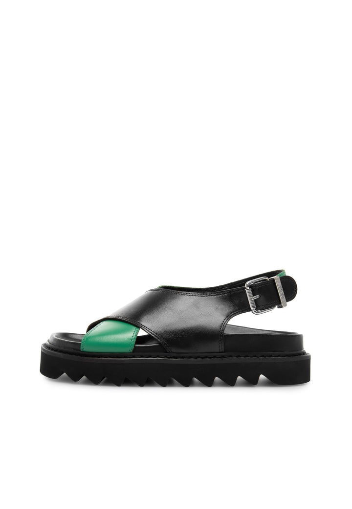 LÄST Diana - Leather - Black/Green Sandals Black/Green