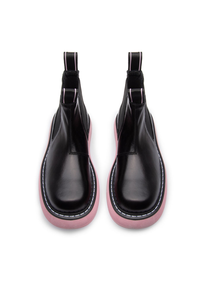LÄST Ella - Leather - Black/Pink Ankle Boots Black/Pink