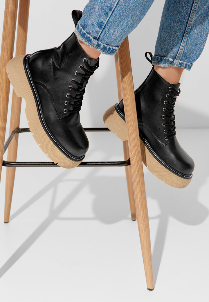 LÄST Jane - Leather - Black Ankle Boots Black