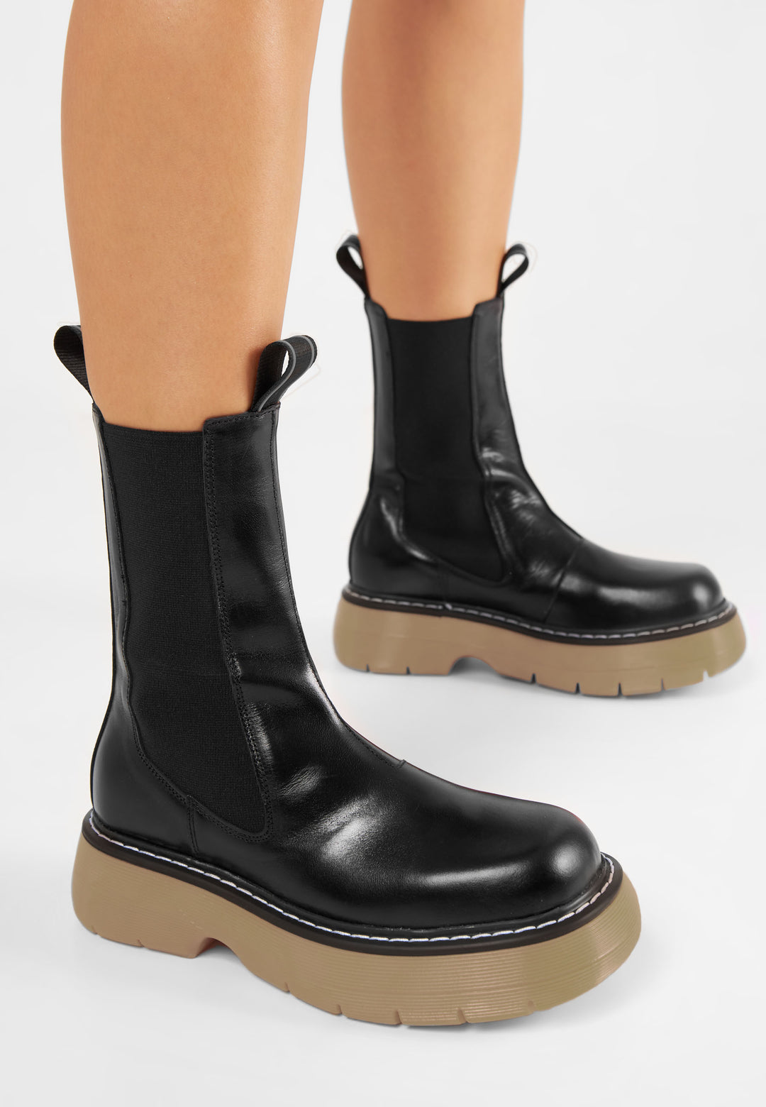 LÄST Joy - Leather - Black/Beige High Boots Black/Beige