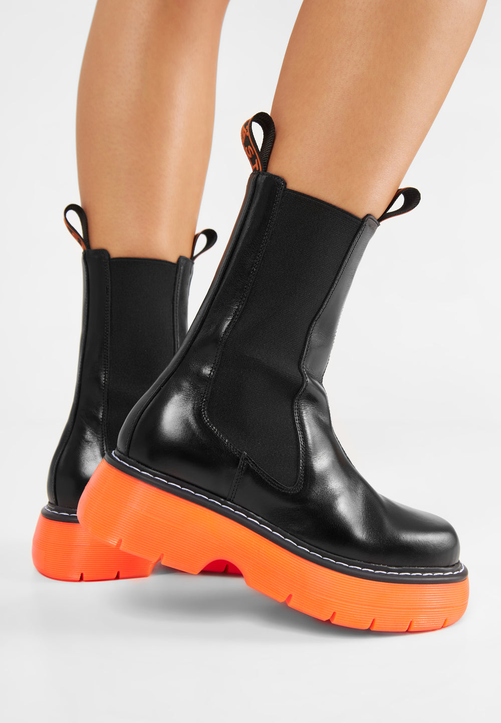 LÄST Joy - Leather - Black/Orange High Boots Black