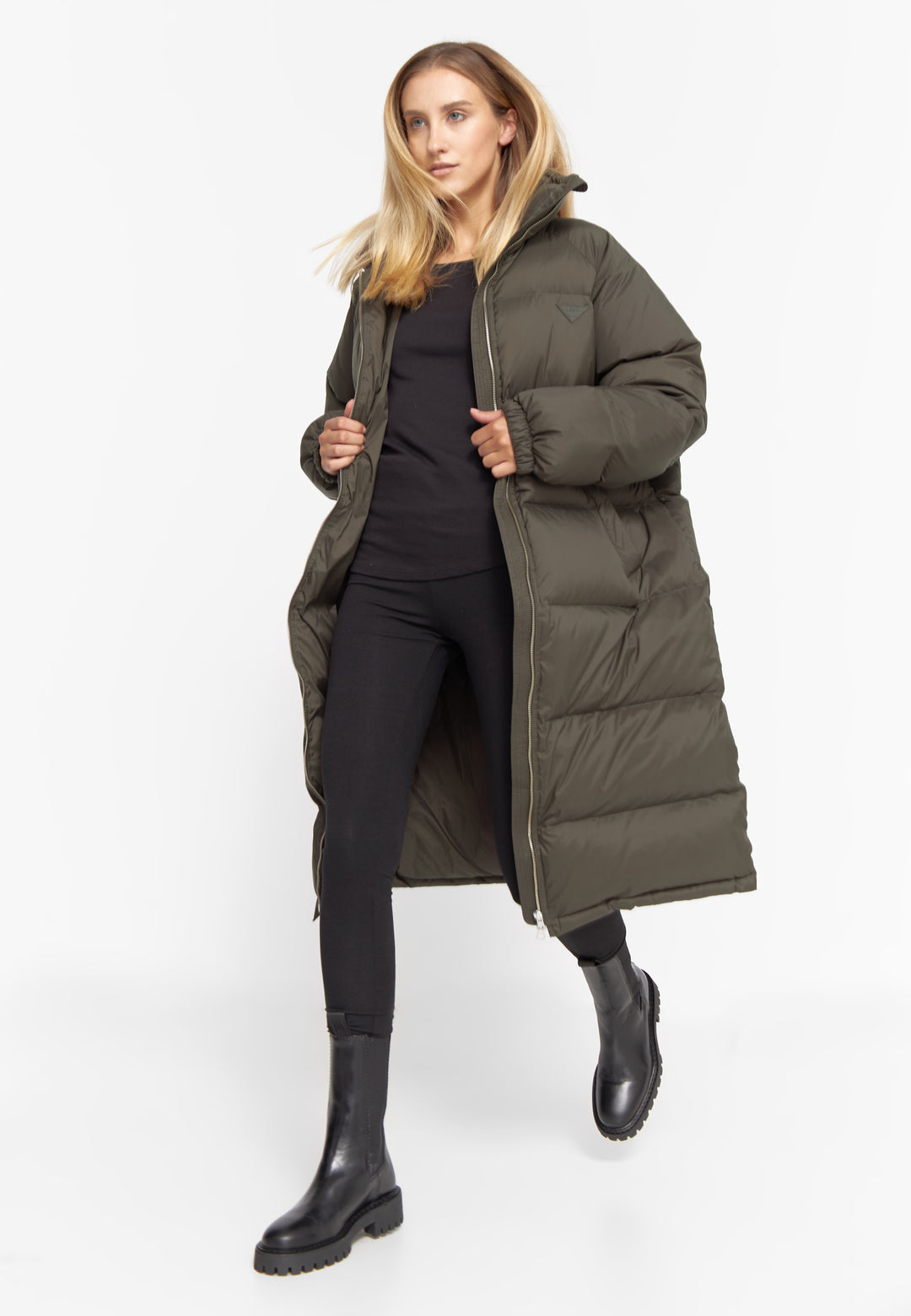 LÄST Long Puffer Jacket Olive Jackets Black Olive