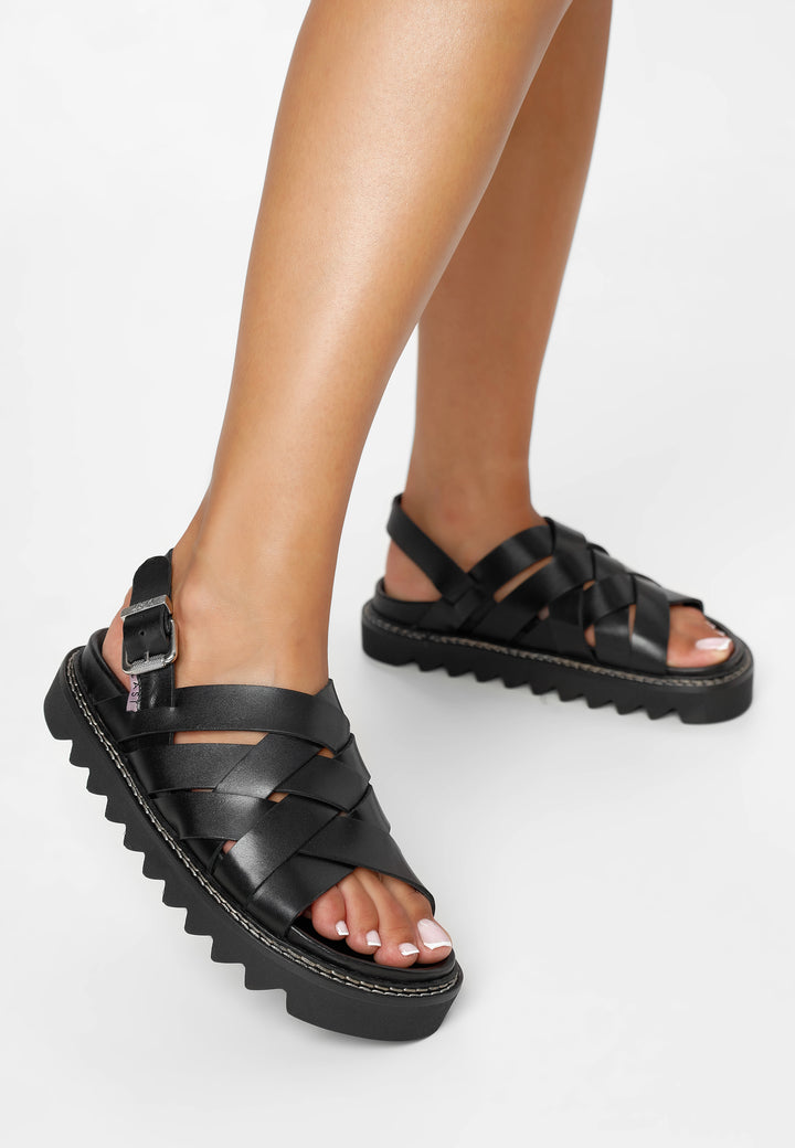 LÄST Maggie - Leather - Black Sandals Black