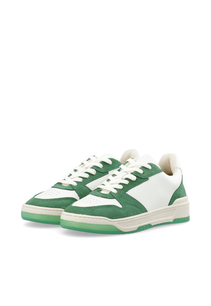 LÄST Noah B-Ball - Leather/Suede - White/Bold Green Low Sneakers White/Bold Green