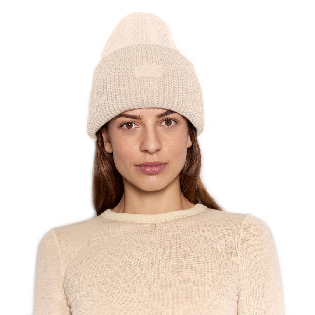 LÄST Oversize Beanie Hood Beige/Off White