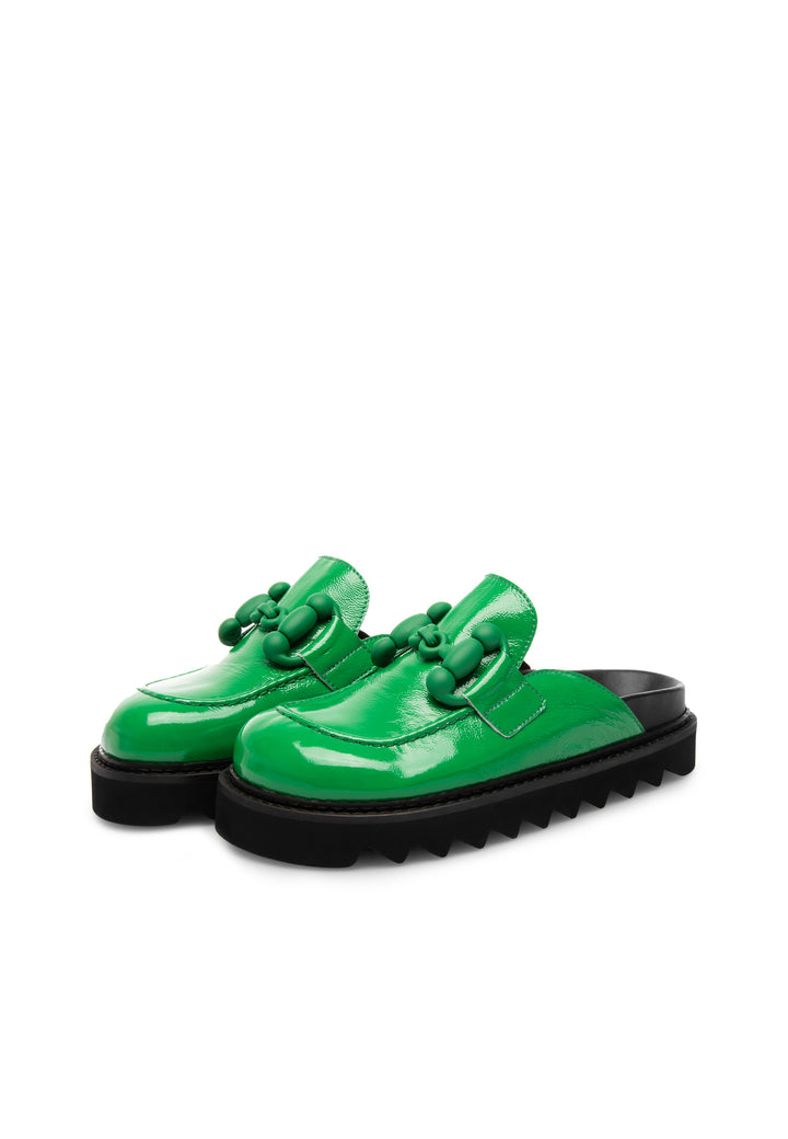 LÄST Philippa - Patent Leather - Green Slides Green