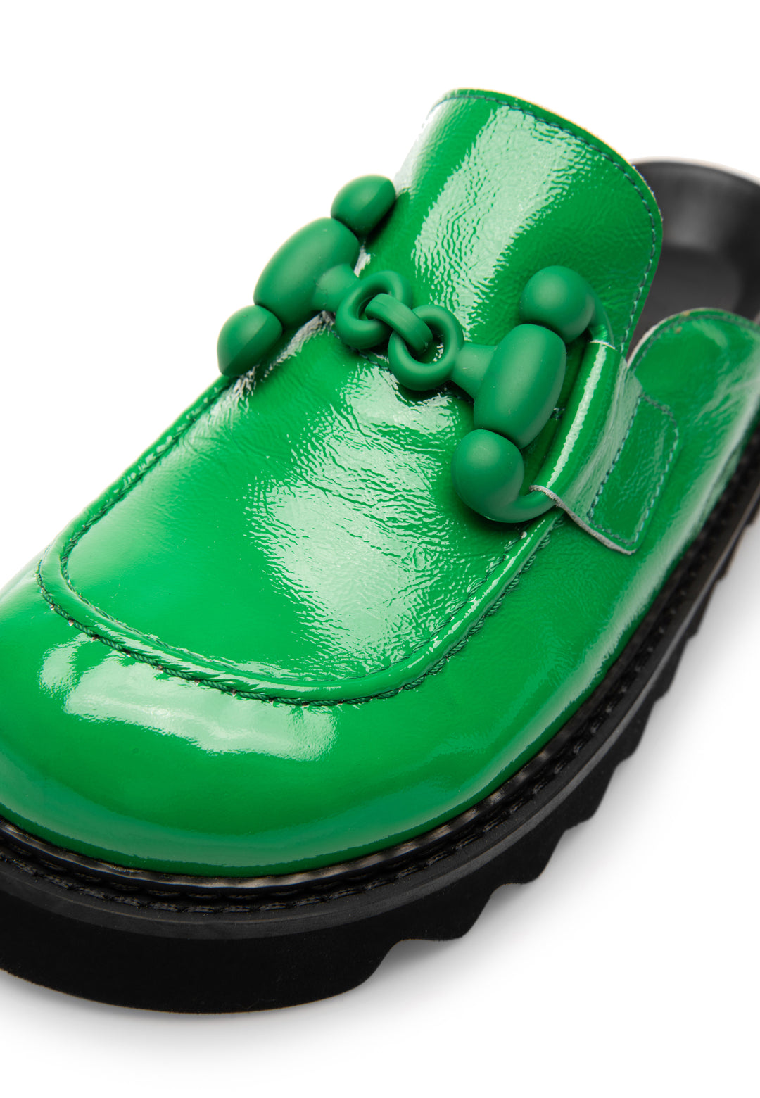 LÄST Philippa - Patent Leather - Green Slides Green