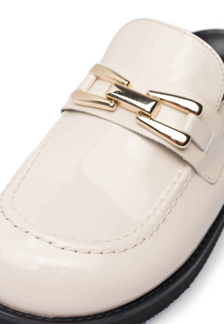LÄST Phiona - Patent Leather - Off White Slides Off White