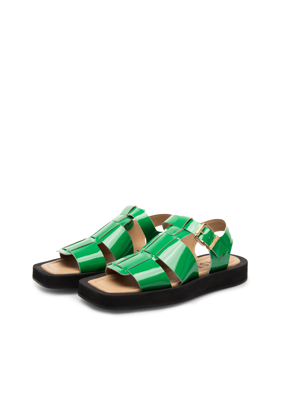 LÄST Samantha - Patent Leather - Green Sandals Green