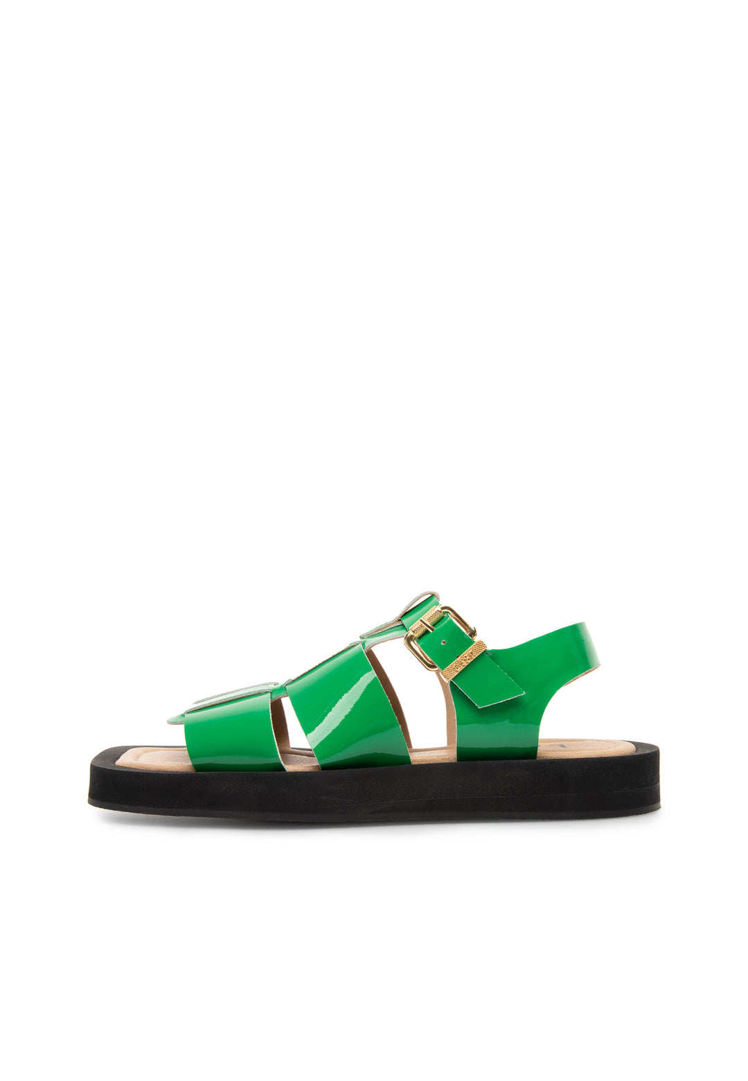 LÄST Samantha - Patent Leather - Green Sandals Green