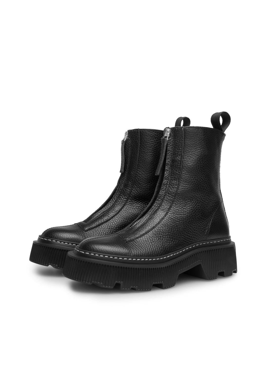 LÄST Shane - Grained Leather - Black Ankle Boots Black