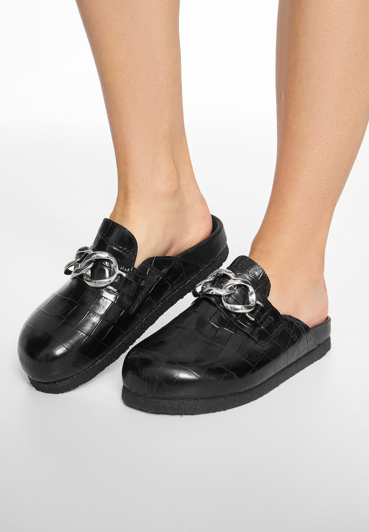 LÄST Slice - Embossed Leather - Black Slides Black