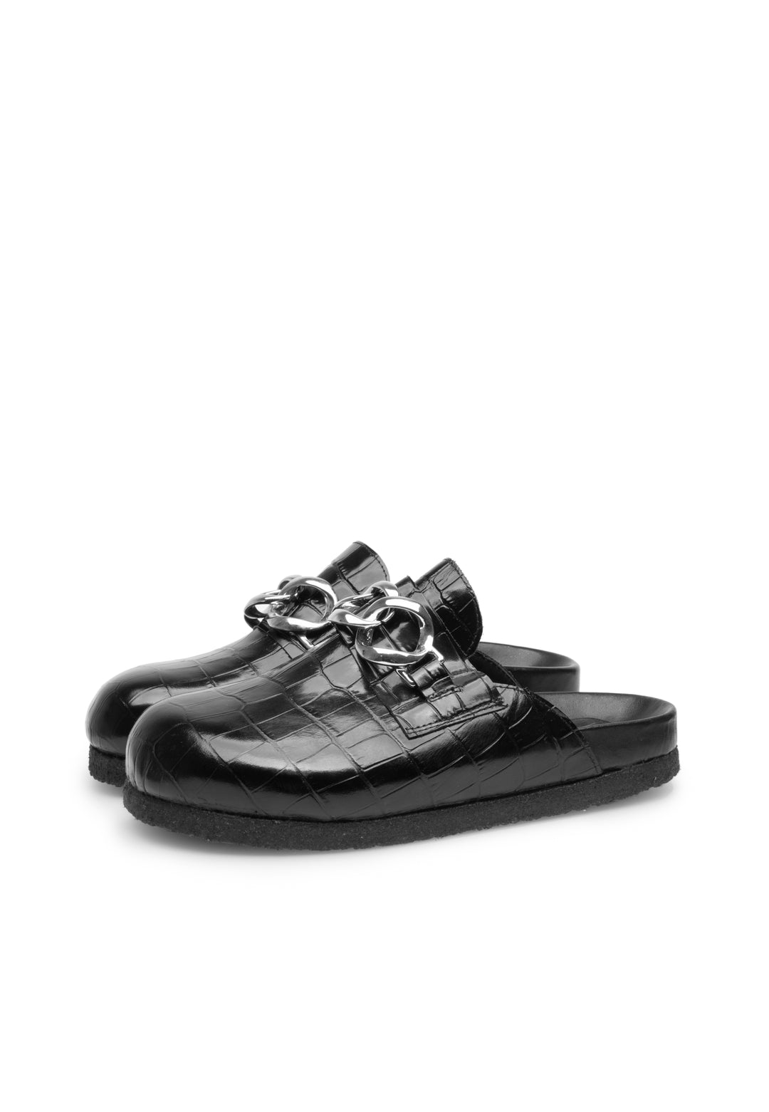 LÄST Slice - Embossed Leather - Black Slides Black