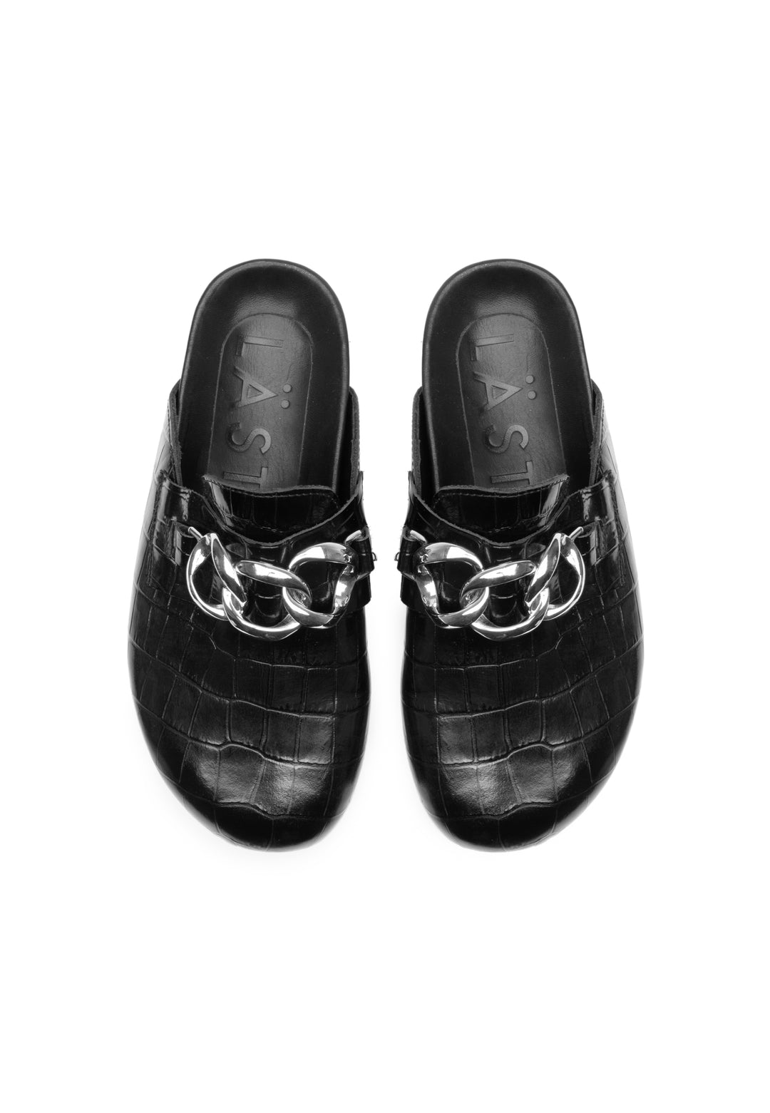 LÄST Slice - Embossed Leather - Black Slides Black