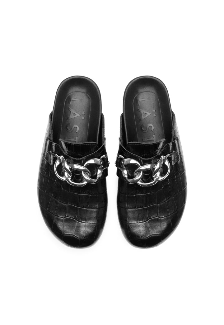 LÄST Slice - Embossed Leather - Black Slides Black