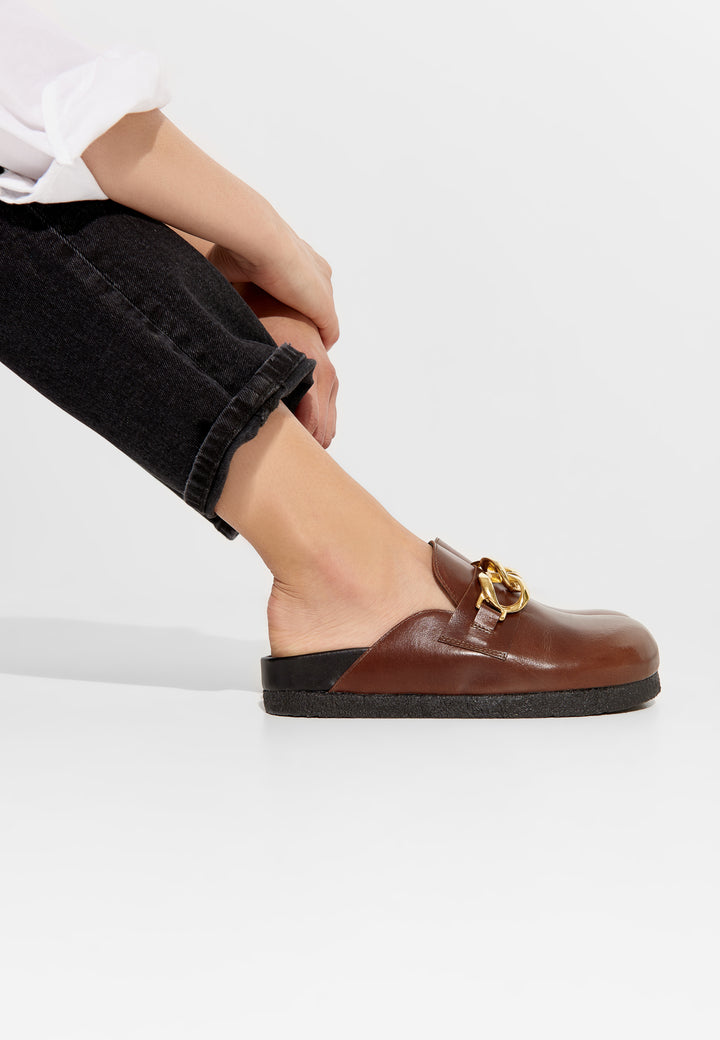 LÄST Slice - Leather - Brown Slides Cognac