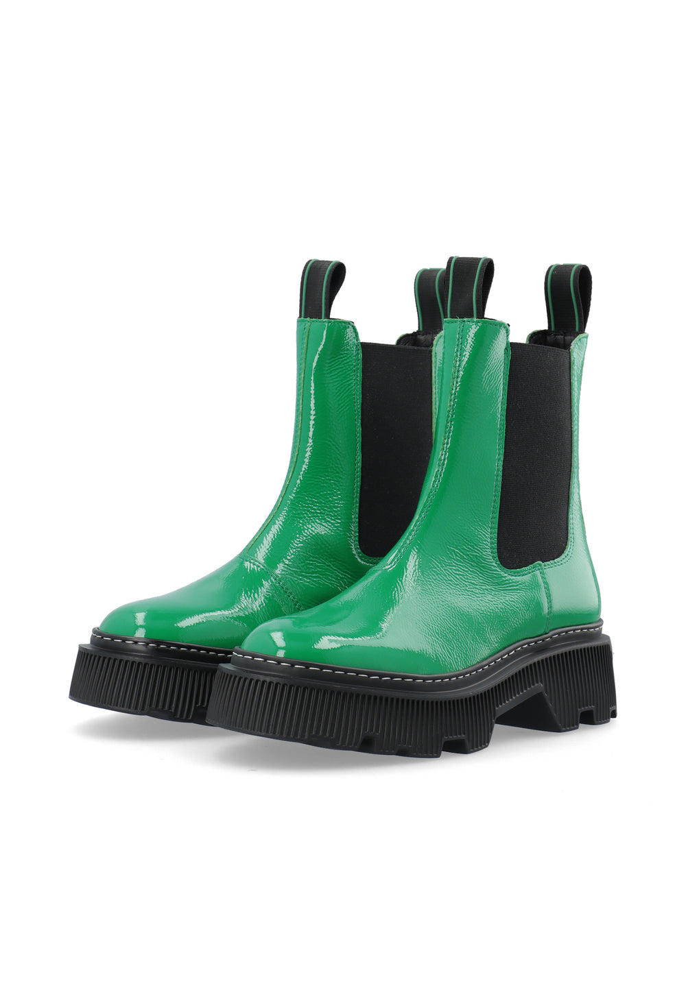 LÄST Trixy - Patent Leather - Bold Green Ankle Boots Bold Green