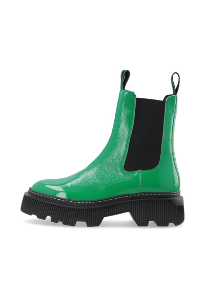 LÄST Trixy - Patent Leather - Bold Green Ankle Boots Bold Green