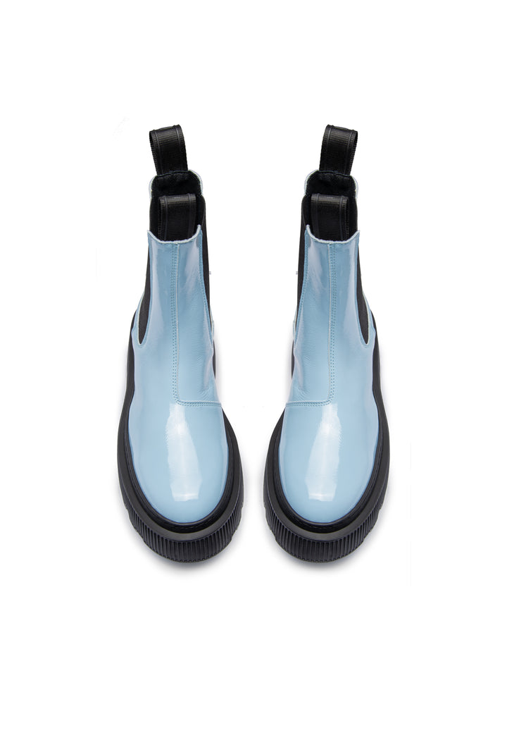 LÄST Trixy - Patent Leather - Light Blue Ankle Boots Light Blue